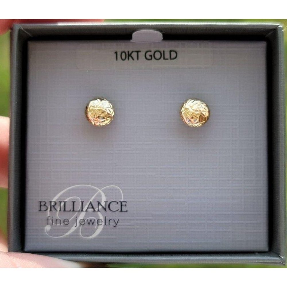 10K Gold Hammered Button Earrings